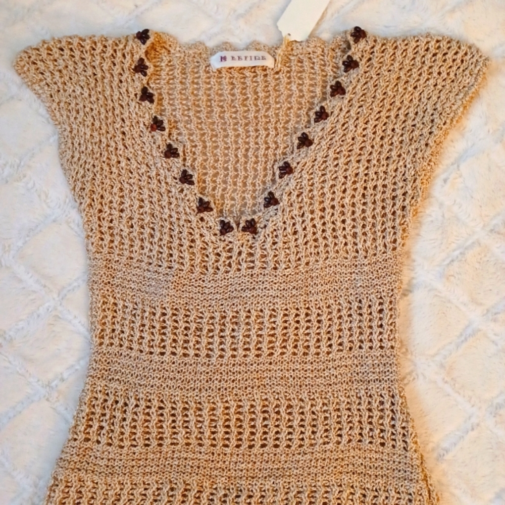 Knit like short sleeve sweater top
